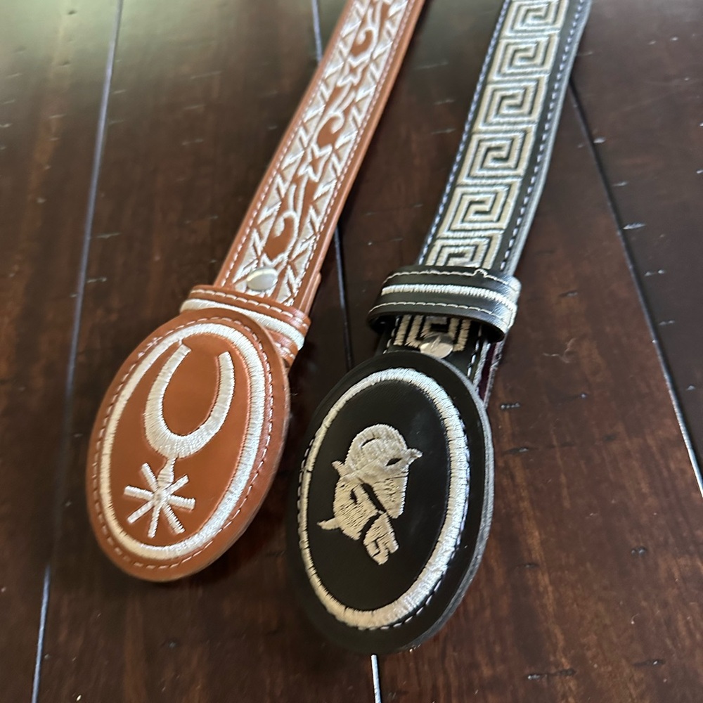 BROWN ONLY YAC LEATHER WESTERN EMBROIDERED BELT